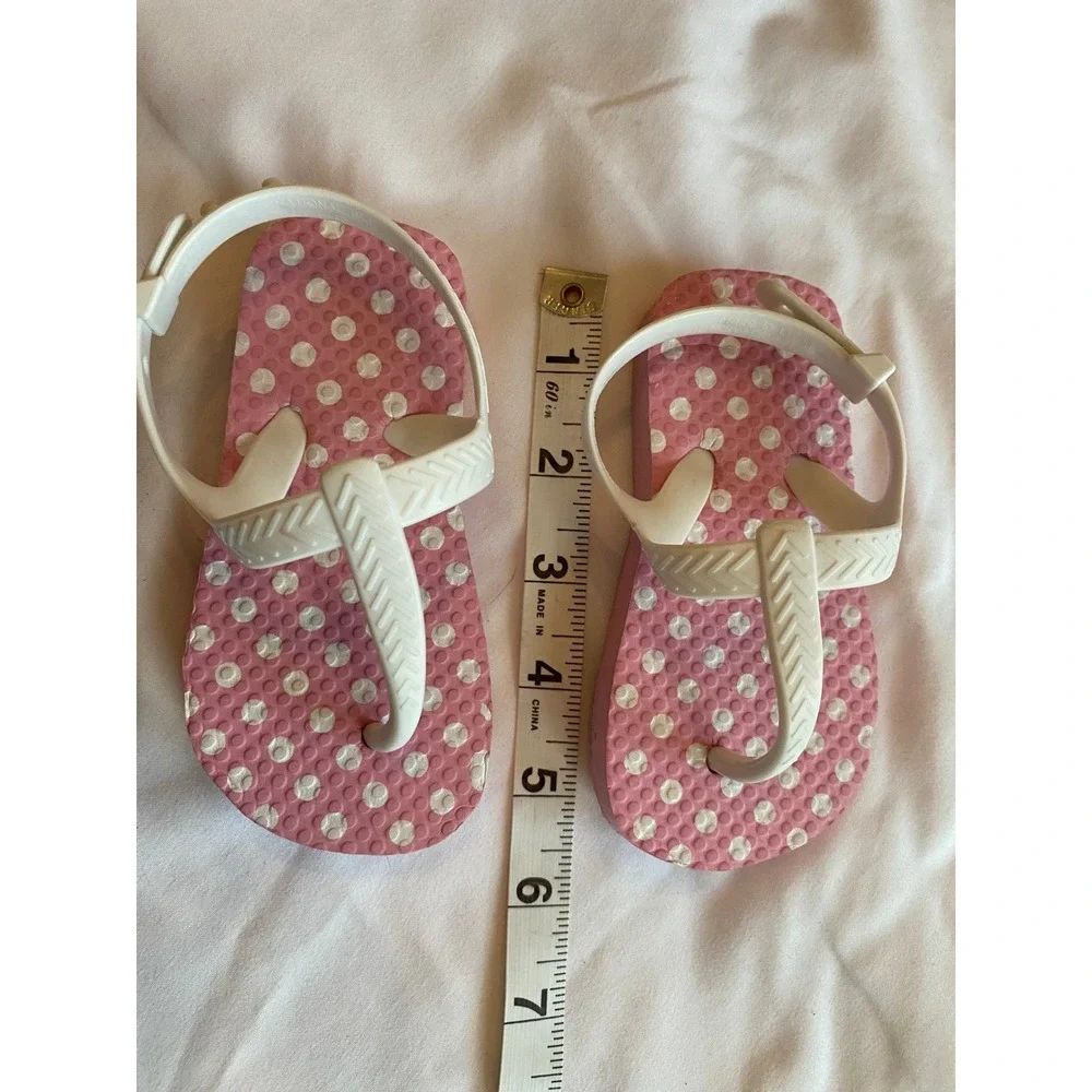 Greenbrier International Girls Polka Dot Preppy Sandals Size 5/6 Pink White